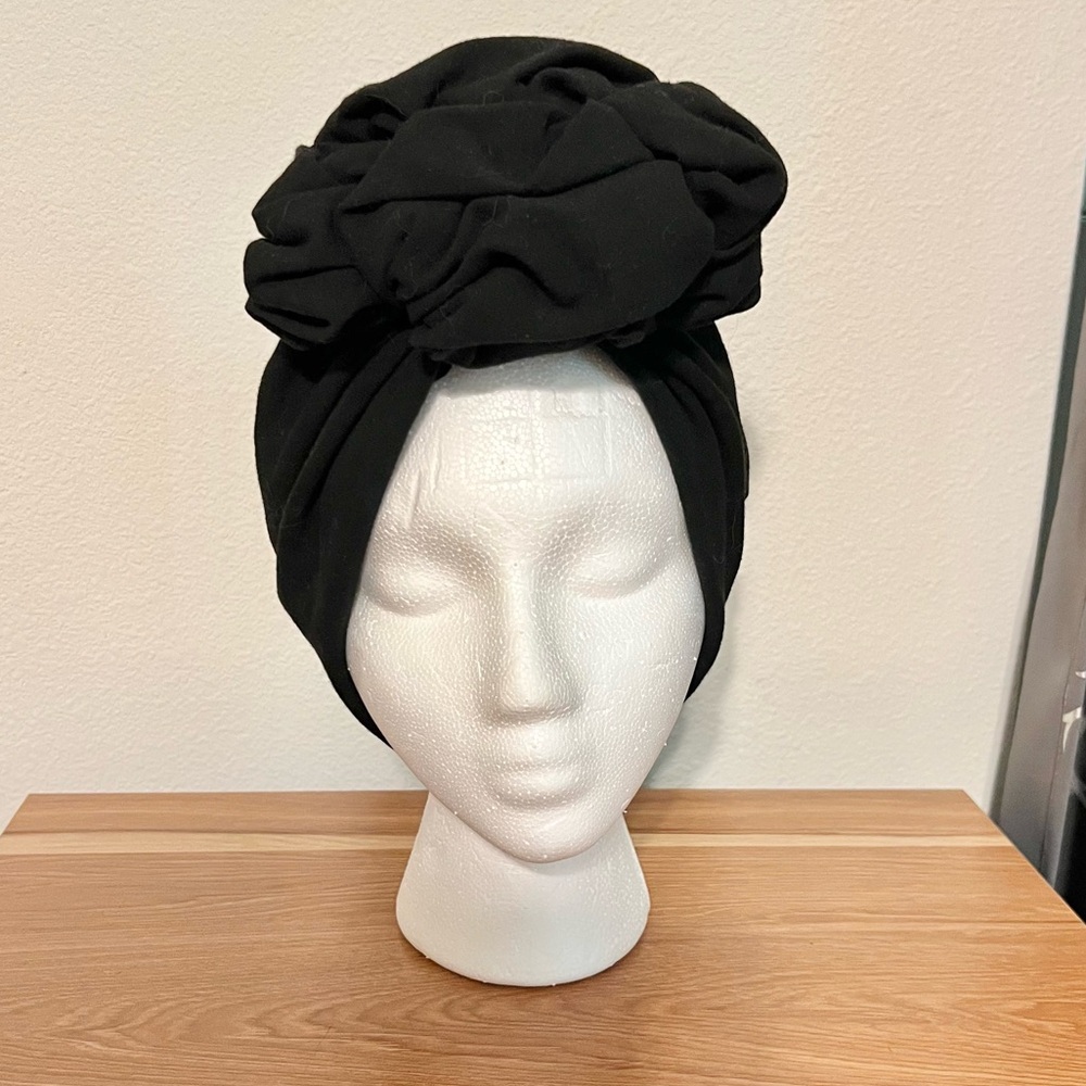 SOLD Teal Paper Box Turban - Black